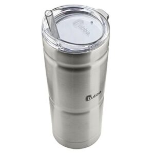 BUBBA BRANDS Envy S Vacuum-Insulated Stainless Steel Tumbler with Lid and Straw, 24oz Reusable Iced Coffee or Water Cup, BPA-Free Travel Tumbler, Steel/Clear