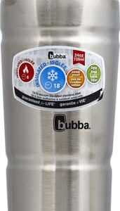 BUBBA BRANDS Envy S Vacuum-Insulated Stainless Steel Tumbler with Lid and Straw, 24oz Reusable Iced Coffee or Water Cup, BPA-Free Travel Tumbler, Steel/Clear