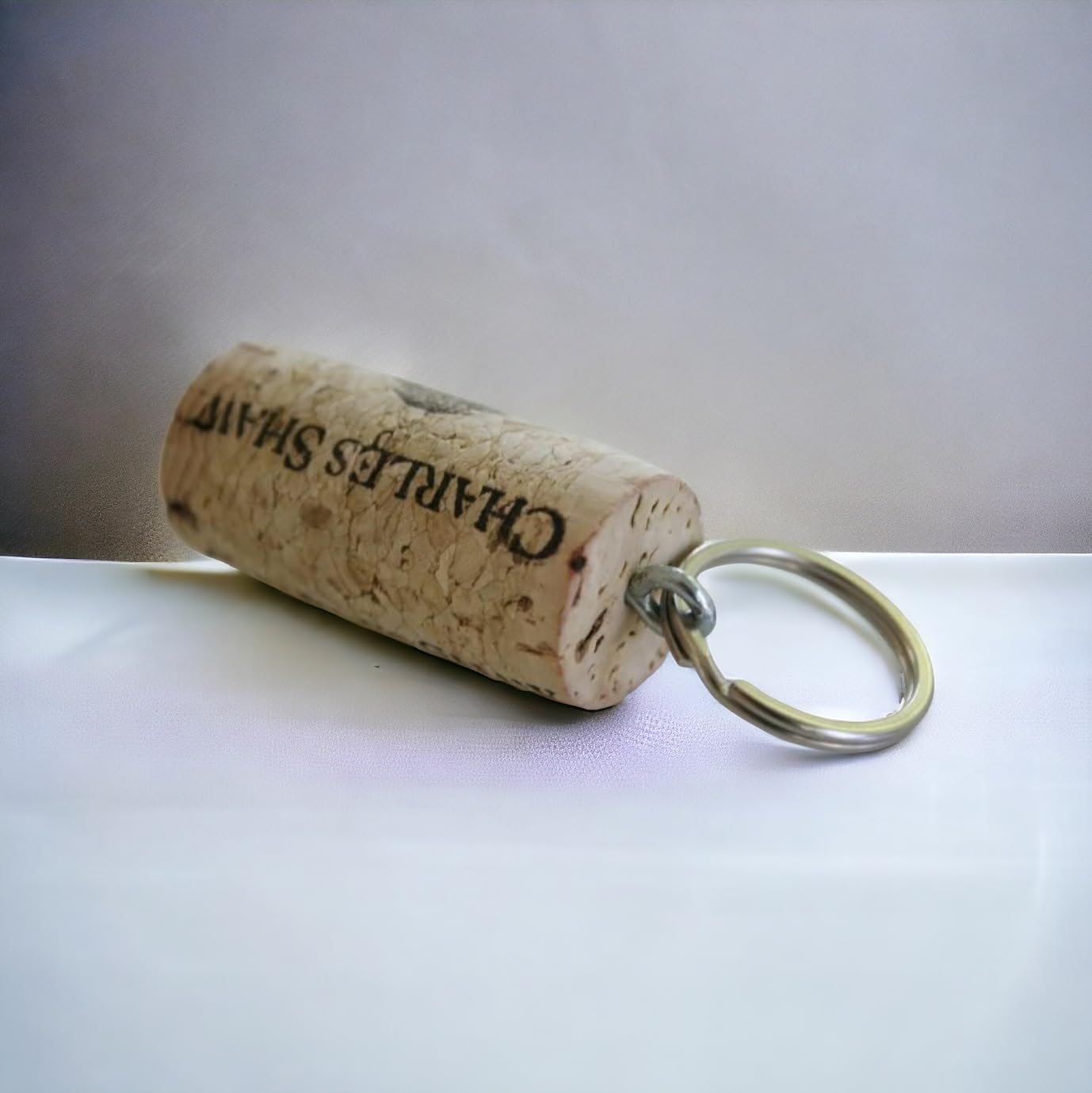 Wine Cork Floating Key Chain, single wine cork keychain- wine-KC (single keychain)