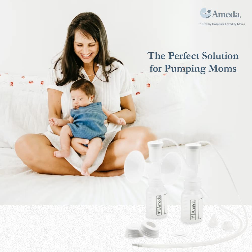 Ameda Dual HygieniKit Universal (Non-Sterile) Milk Collection System | Hands Free Breast Pump Accessories | for Platinum or Elite Breast Pumps | NOT Recommended with MYA Joy, MYA Joy Plus or Pearl