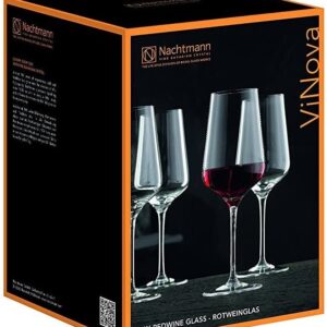 Nachtmann ViNova Collection Red Wine Magnum Glass, Set of 4, 23-Ounces, Bordeaux Wine Glasses, Long Stemmed, Large, Made of Clear Crystal Glass, Dishwasher Safe