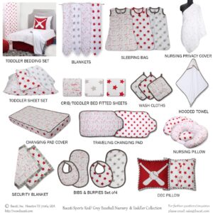 Bacati Baseball Red/Grey Muslin Quilted Changing Pad Cover