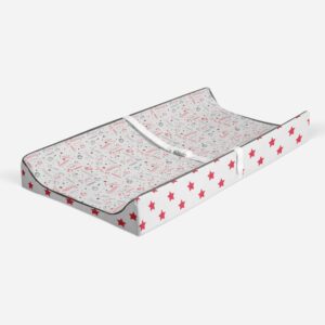 Bacati Baseball Red/Grey Muslin Quilted Changing Pad Cover