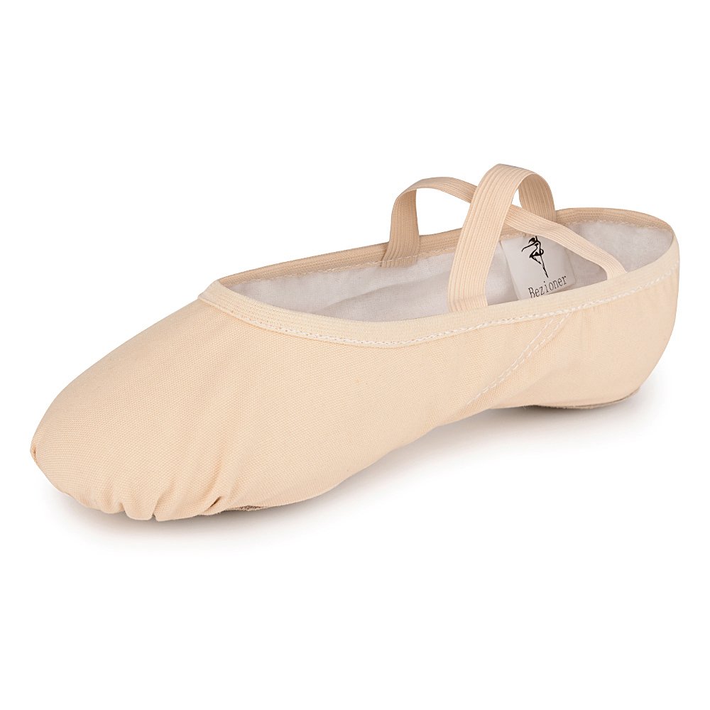 Bezioner Girls Canvas Ballet Shoes Ballet Slipper for Kids Women Yoga Shoes for Dancing-Ballet Pink (Size 7 Adult)