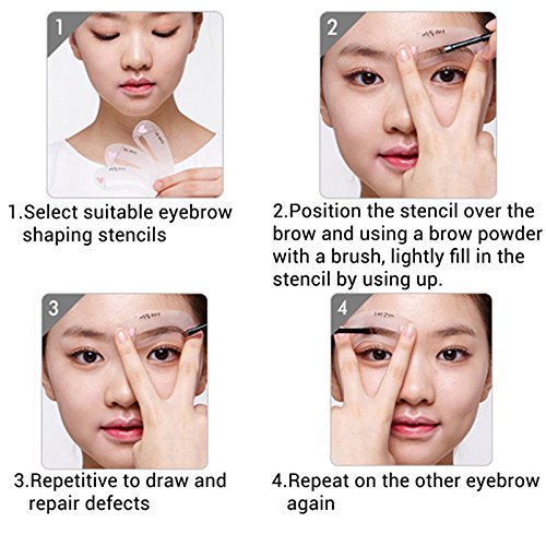 AKOAK Newest 24 Styles 6 Sets Eyebrow Grooming Stencil Kit Template Make Up Shaping Shaper