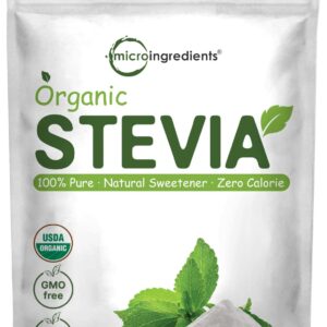 Pure Organic Stevia Powder, 4 Ounces, 706 Serving, Highest Grade Stevia Green Leaf Extract Reb-A, Reduced Bitter Aftertaste, 0 Calorie, Natural Sweetener, Sugar Alternative, Keto Friendly