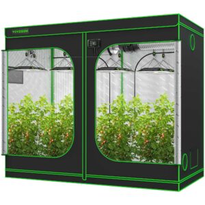 vivosun s848 4x8 grow tent, 96"x48"x80" high reflective mylar with observation window and floor tray for hydroponics indoor plant for vs4000/vsf4300