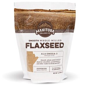 ground flax seed | manitoba milling co | one 1lb bag | smooth milled flaxseed fiber with protein, omega 3 | gluten free, non-gmo gourmet milled flaxseed for muffins, yogurt, smoothies