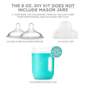 Mason Bottle 8 Ounce Glass Baby Bottles DIY Kit: Convert Your Mason Jars from Home, Non-Toxic, BPA and BPS Free, 100% Made in The USA