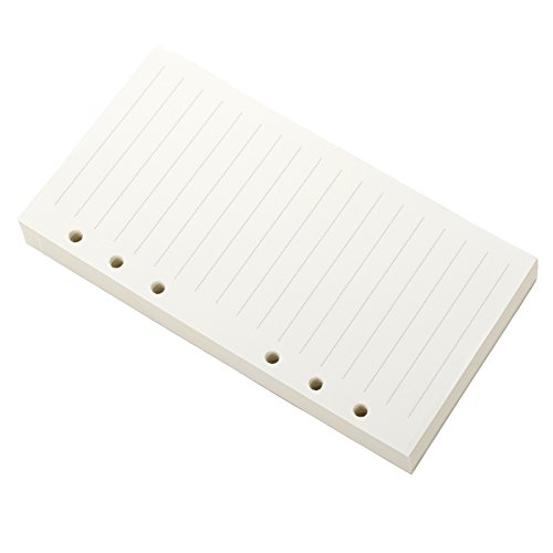 Ancicraft Refill Paper A6 6 Hole 3.75 X 6.75 Inches Lined Creamy White Paper for Loose Leaf Binder Notebook 100 Sheets / 200 Pages