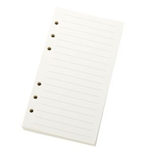 Ancicraft Refill Paper A6 6 Hole 3.75 X 6.75 Inches Lined Creamy White Paper for Loose Leaf Binder Notebook 100 Sheets / 200 Pages