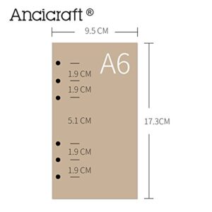 Ancicraft Refill Paper A6 6 Hole 3.75 X 6.75 Inches Lined Creamy White Paper for Loose Leaf Binder Notebook 100 Sheets / 200 Pages