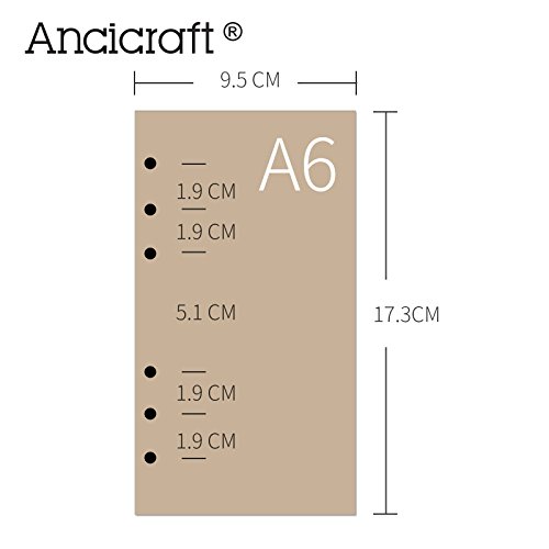 Ancicraft Refill Paper A6 6 Hole 3.75 X 6.75 Inches Lined Creamy White Paper for Loose Leaf Binder Notebook 100 Sheets / 200 Pages