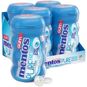 mentos pure fresh sugar-free chewing gum with xylitol, fresh mint, 50 piece bottle (bulk pack of 4)