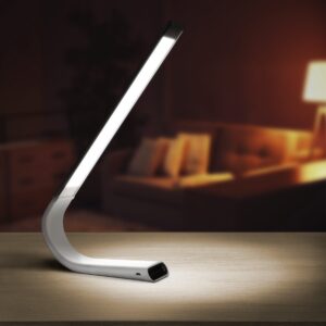 luxe cordless eye friendly led desk lamp, usb rechargeable up to 40 hours of continuous light, touch control 6 brightness levels 3 light modes 360° adjustable modern design portable (silver) (silver)