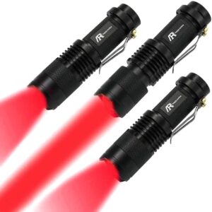 ar happy online 3 pack red light flashlight, 3 modes mini red led flashlight, zoomable red flashlight torch with clip for night vision, astronomy, aviation, night observation