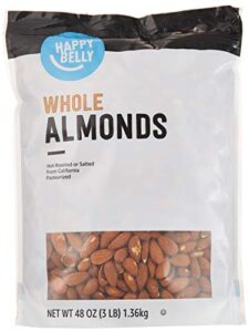 amazon brand - happy belly whole raw almonds, 48 ounce (pack of 1)