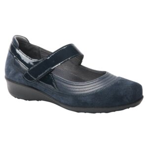 drew shoe genoa 14316 women's casual shoe: navy/combo 7 wide (d) velcro