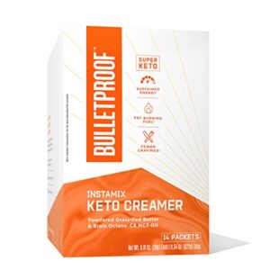 bulletproof instamix original unflavored keto coffee creamer packets, pack of 14, powdered grass-fed butter and brain octane c8 mct oil