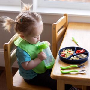 green sprouts Learning Cutlery Set | Helps toddler develop independent eating skills | Designed for small hands, Contoured handles for easy gripping, Safety edge on knife, Dishwasher safe