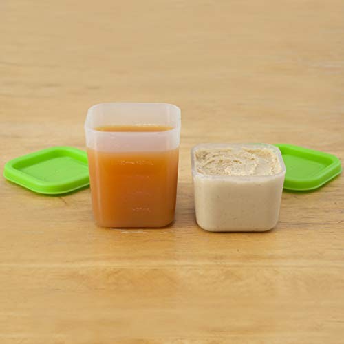 green sprouts Fresh Baby Food Unbreakable Cubes (4oz/4pk) | Store, carry, & serve homemade baby food | Lid provides leak-proof seal, Made from safer plastic, Embossed with measurements