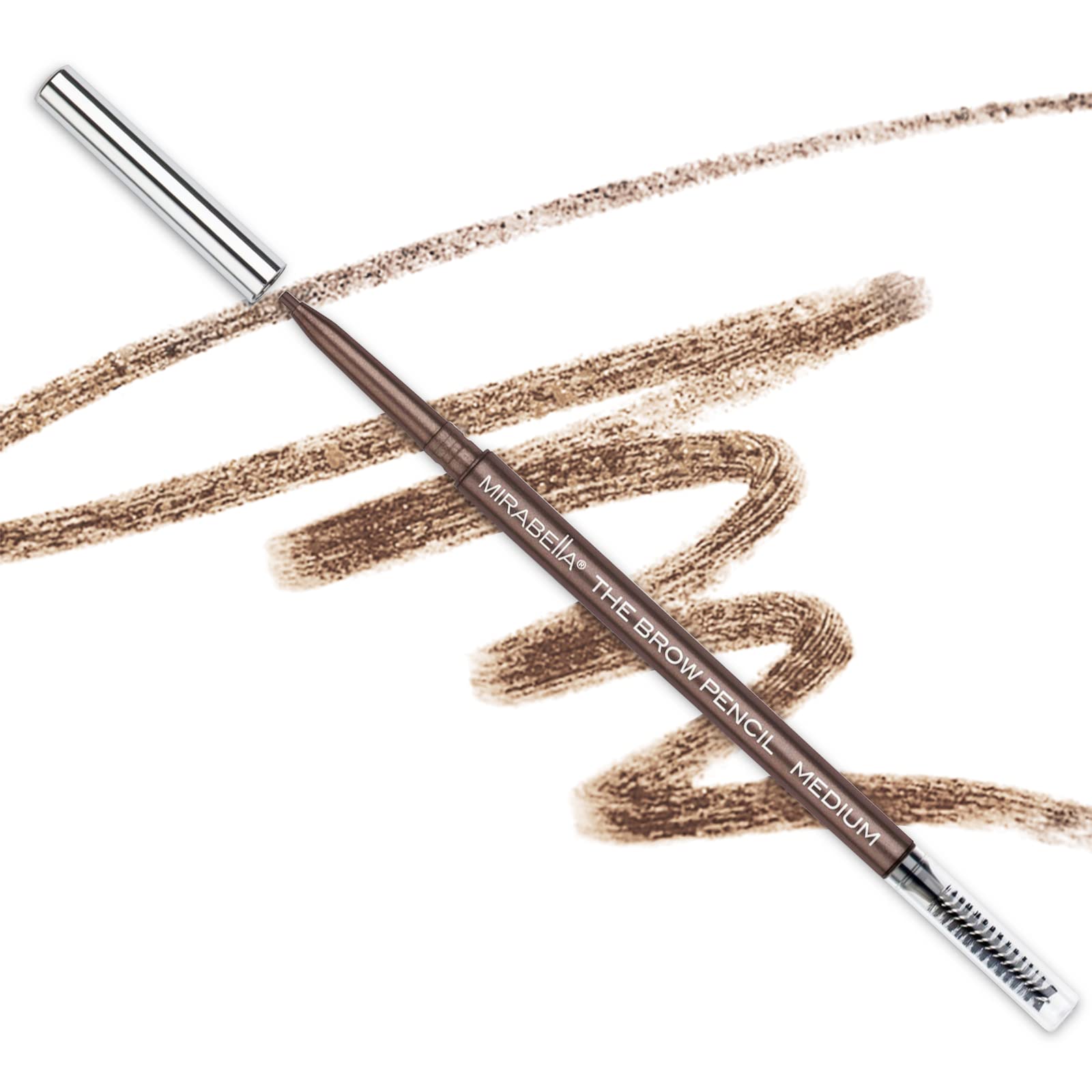 Mirabella Brow Pencil, Ultra-Fine Point Precision Waterproof Eyebrow Pencil Offers Rich, Blendable, Long-Lasting and Smudge-Proof Hair-Like Strokes to Define and Fill In Brows Naturally, Medium