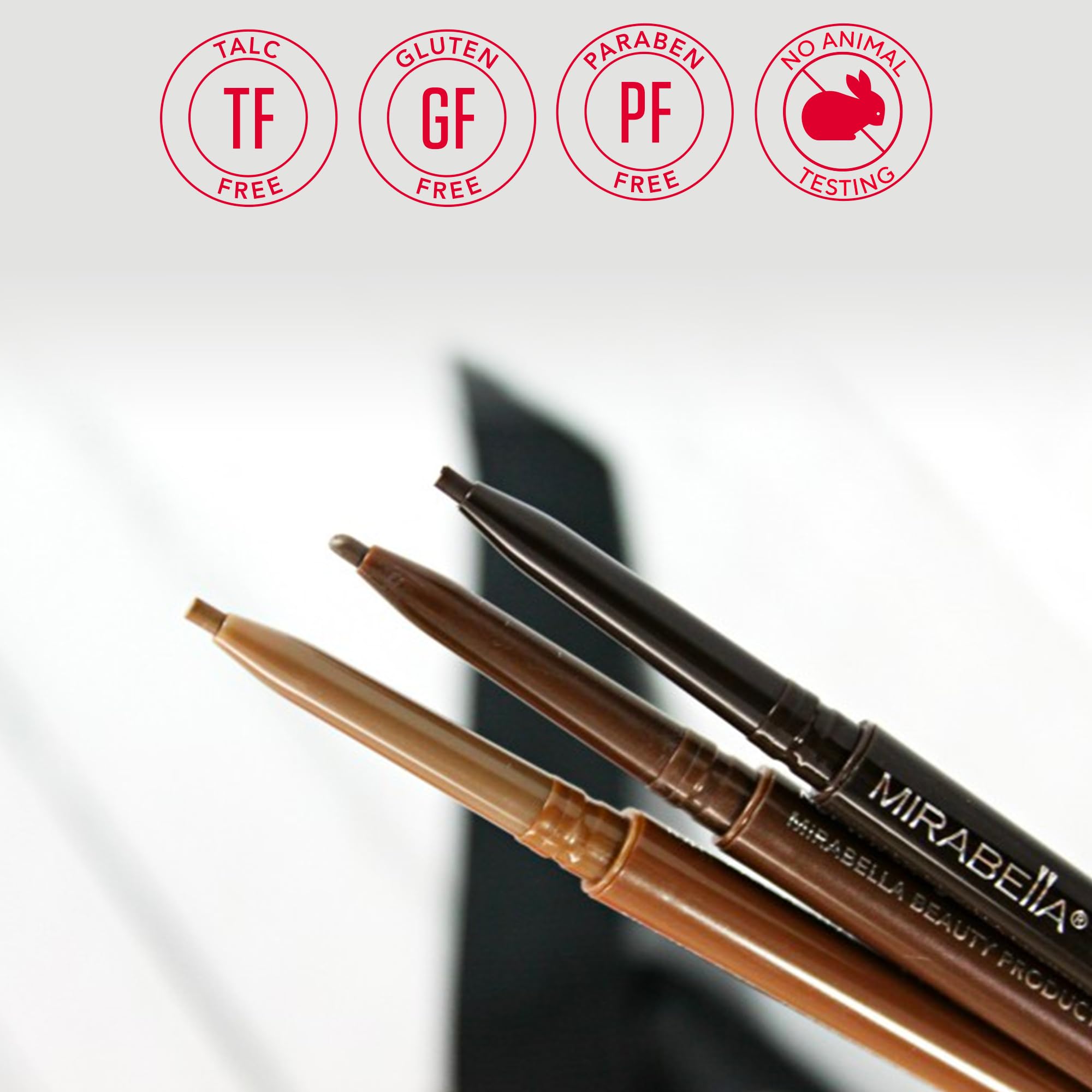 Mirabella Brow Pencil, Ultra-Fine Point Precision Waterproof Eyebrow Pencil Offers Rich, Blendable, Long-Lasting and Smudge-Proof Hair-Like Strokes to Define and Fill In Brows Naturally, Medium