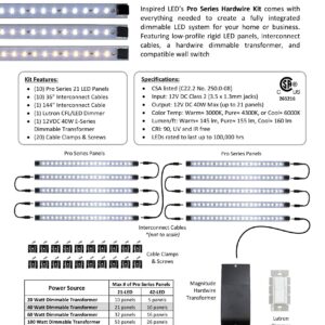 12V LED Hardwire Kitchen Light Kit Dimmable LED System Included Pure White 4000K Pro Series Panels Ambient LED Lighting 40W Magnitude Electronic Dimmable Transformer