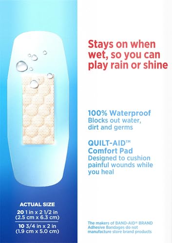 Band-Aid Brand Water Block Clear Waterproof Sterile Adhesive Bandages for First-Aid Wound Care of Minor Cuts and Scrapes, Assorted Sizes, 30 ct