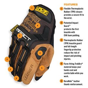 Mechanix Wear: M-Pact Durahide Leather Work Gloves with Secure Fit, Work Gloves with Impact Protection and Vibration Absorption, Safety Gloves for Men (Brown, Large)