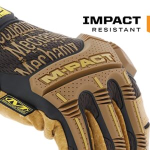 Mechanix Wear: M-Pact Durahide Leather Work Gloves with Secure Fit, Work Gloves with Impact Protection and Vibration Absorption, Safety Gloves for Men (Brown, Large)