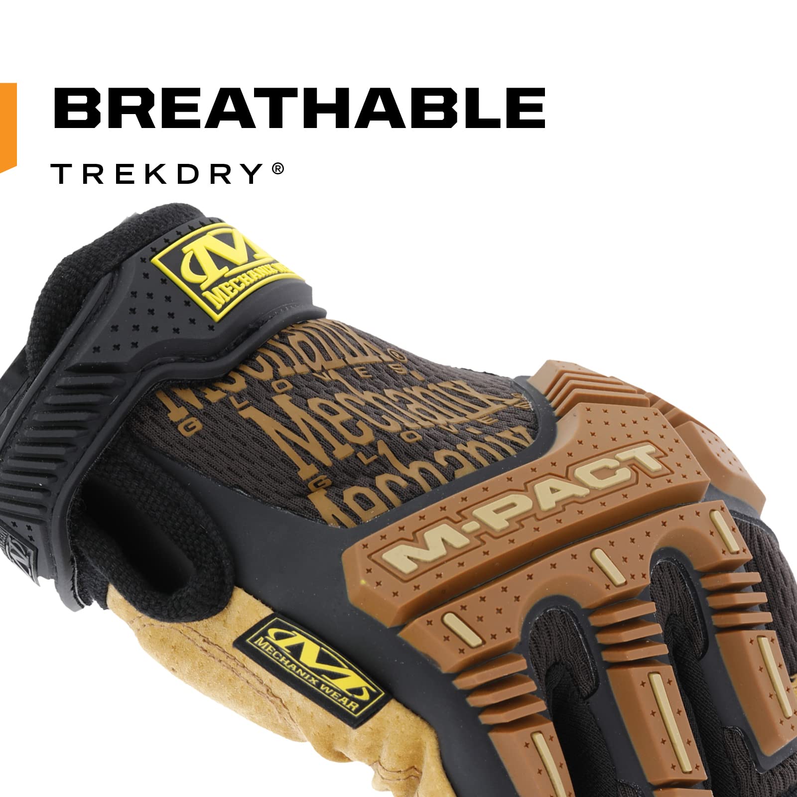 Mechanix Wear: M-Pact Durahide Leather Framer Work Gloves, Fingerless Design, Work Gloves with Impact Protection and Vibration Absorption, Safety Gloves for Men (Brown, Large)