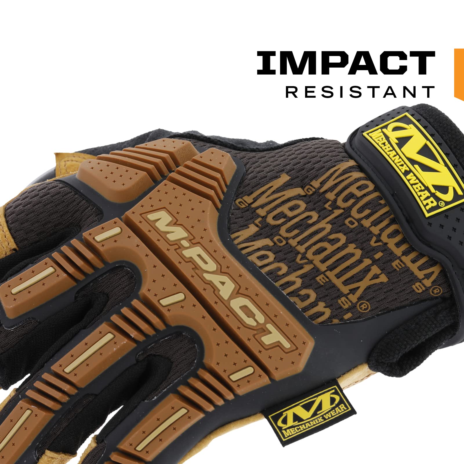 Mechanix Wear: M-Pact Durahide Leather Framer Work Gloves, Fingerless Design, Work Gloves with Impact Protection and Vibration Absorption, Safety Gloves for Men (Brown, Large)