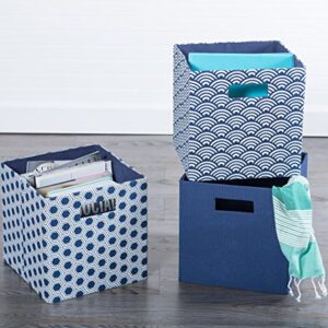DII Collapsible Hard Sided Bin, Waves, Blue, Small