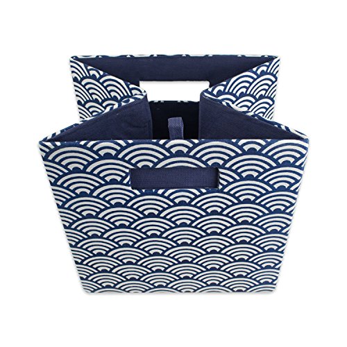 DII Collapsible Hard Sided Bin, Waves, Blue, Small