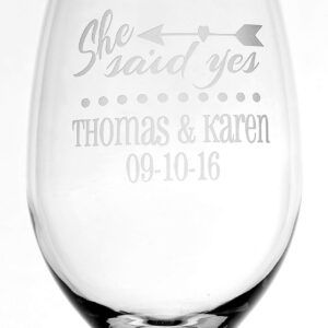 Engagement Engaged Wine Glass Gift Set - He Proposed She Said Yes