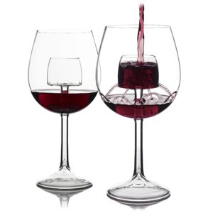 sommelier aerating wine glass (set of 2) by chevalier collection – patented wine glasses with built in aerator – unique gift for wine lovers