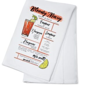 Lantern Press Bloody Mary, Cocktail Recipe (100% Cotton Tea Towel, Decorative Hand Towel, Kitchen and Home)