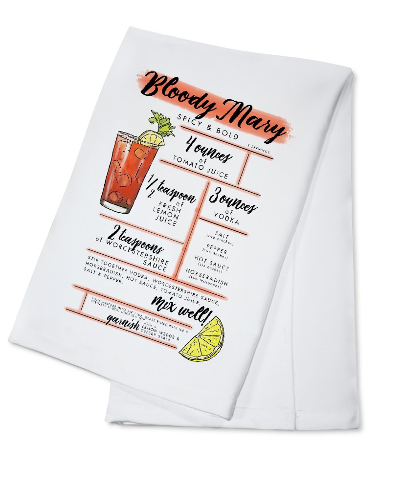 Lantern Press Bloody Mary, Cocktail Recipe (100% Cotton Tea Towel, Decorative Hand Towel, Kitchen and Home)