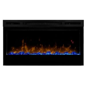 dimplex prism 34 inch wall mount electric fireplace with driftwood log set - black, blf3451 & lf34dws-kit