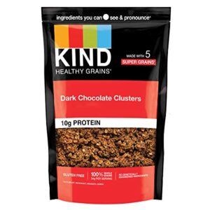 kind healthy grains granola, healthy snack, dark chocolate granola clusters, 10g protein, snack mix 11 oz, 1 count