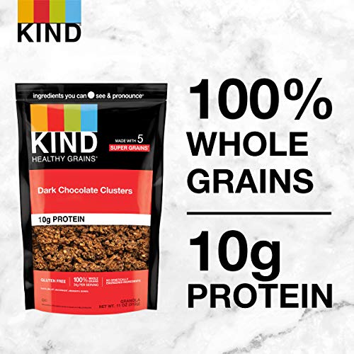 KIND HEALTHY GRAINS Granola, Healthy Snack, Dark Chocolate Granola Clusters, 10g Protein, Snack Mix 11 OZ, 1 Count