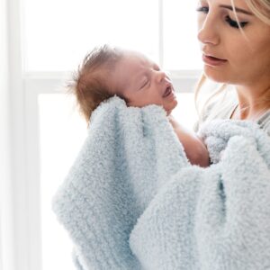 SARANONI Bamboni Luxury Bamboo Baby Blanket (Light Blue, Mini 15" x 20")