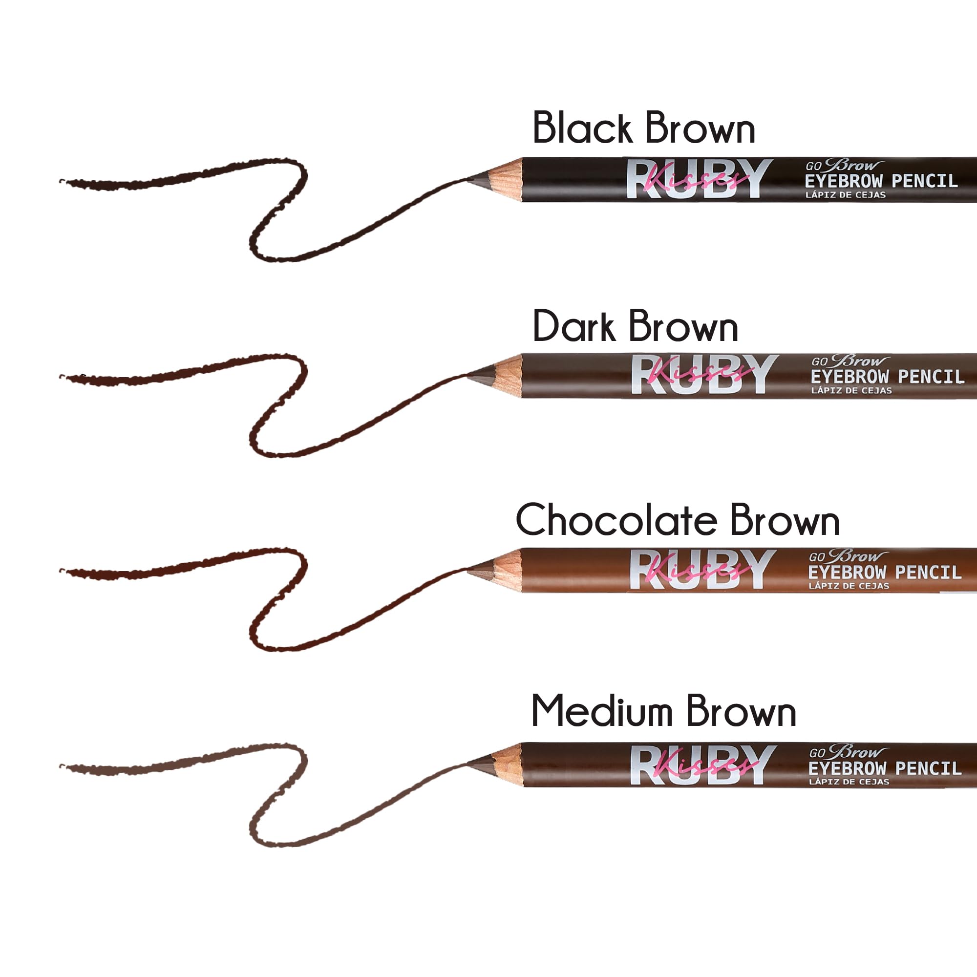 Ruby Kisses Go Brow Wooden Eyebrow Pencil (6 Count, Medium Brown)
