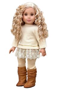 - romantic melody - 3 piece outfit - tunic, leggings and boots - clothes fits 18 inch doll (doll not included)