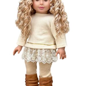 - Romantic Melody - 3 Piece Outfit - Tunic, Leggings and Boots - Clothes Fits 18 Inch Doll (Doll Not Included)