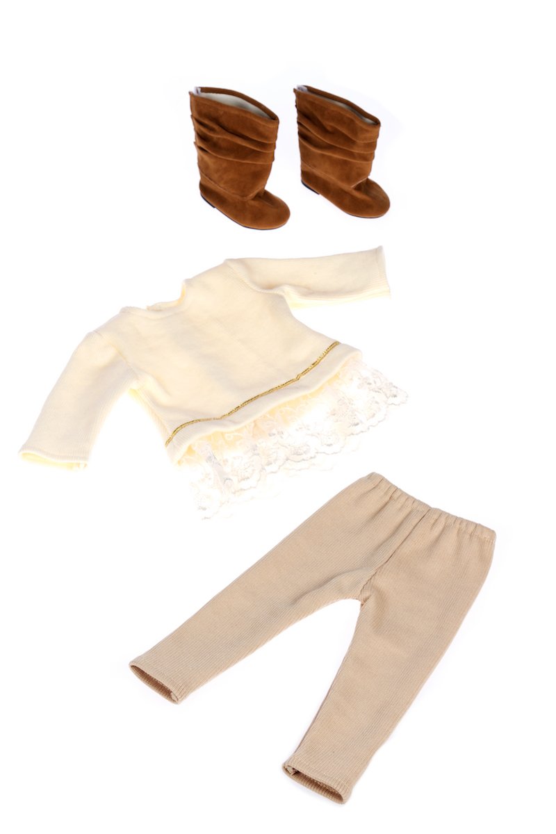 - Romantic Melody - 3 Piece Outfit - Tunic, Leggings and Boots - Clothes Fits 18 Inch Doll (Doll Not Included)