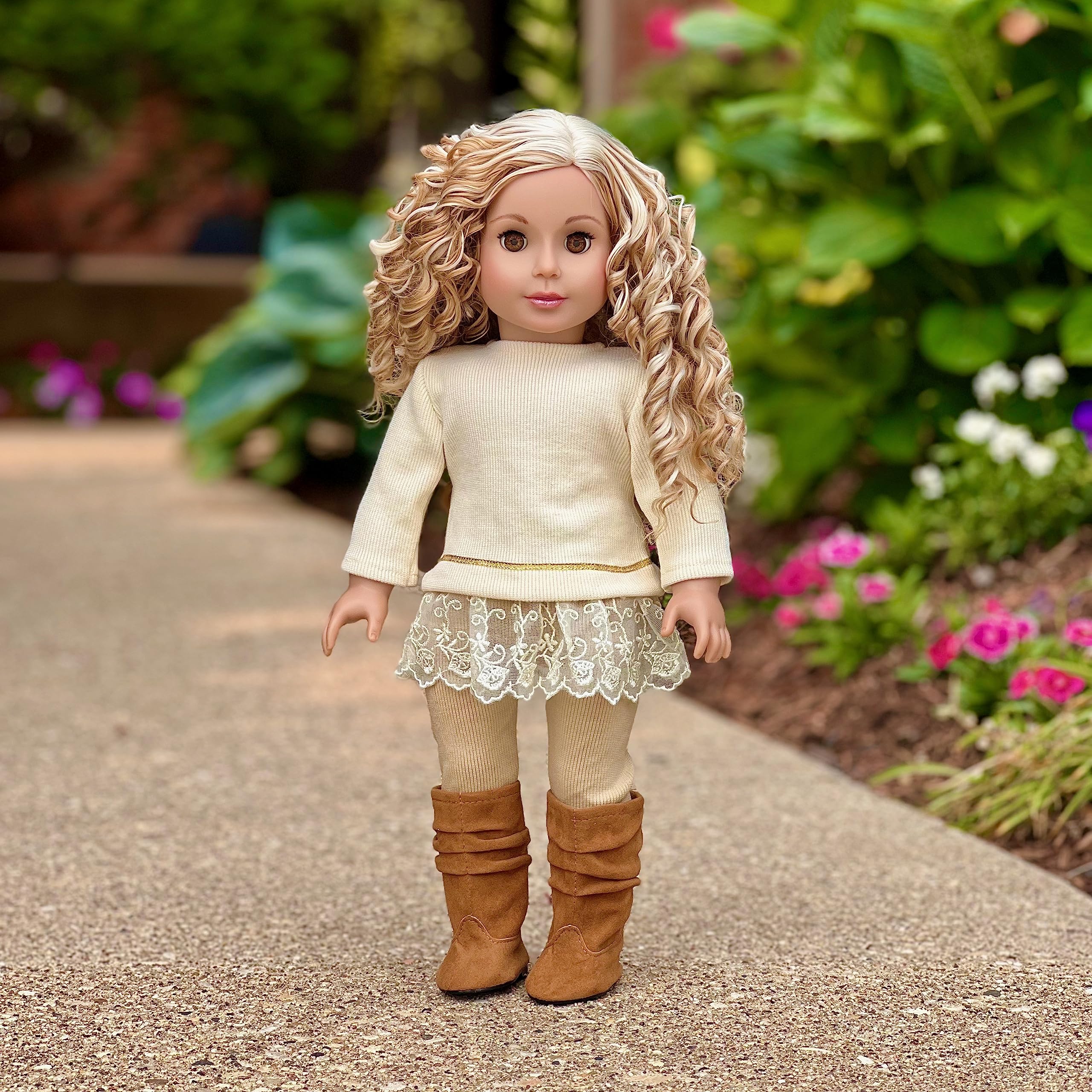 - Romantic Melody - 3 Piece Outfit - Tunic, Leggings and Boots - Clothes Fits 18 Inch Doll (Doll Not Included)