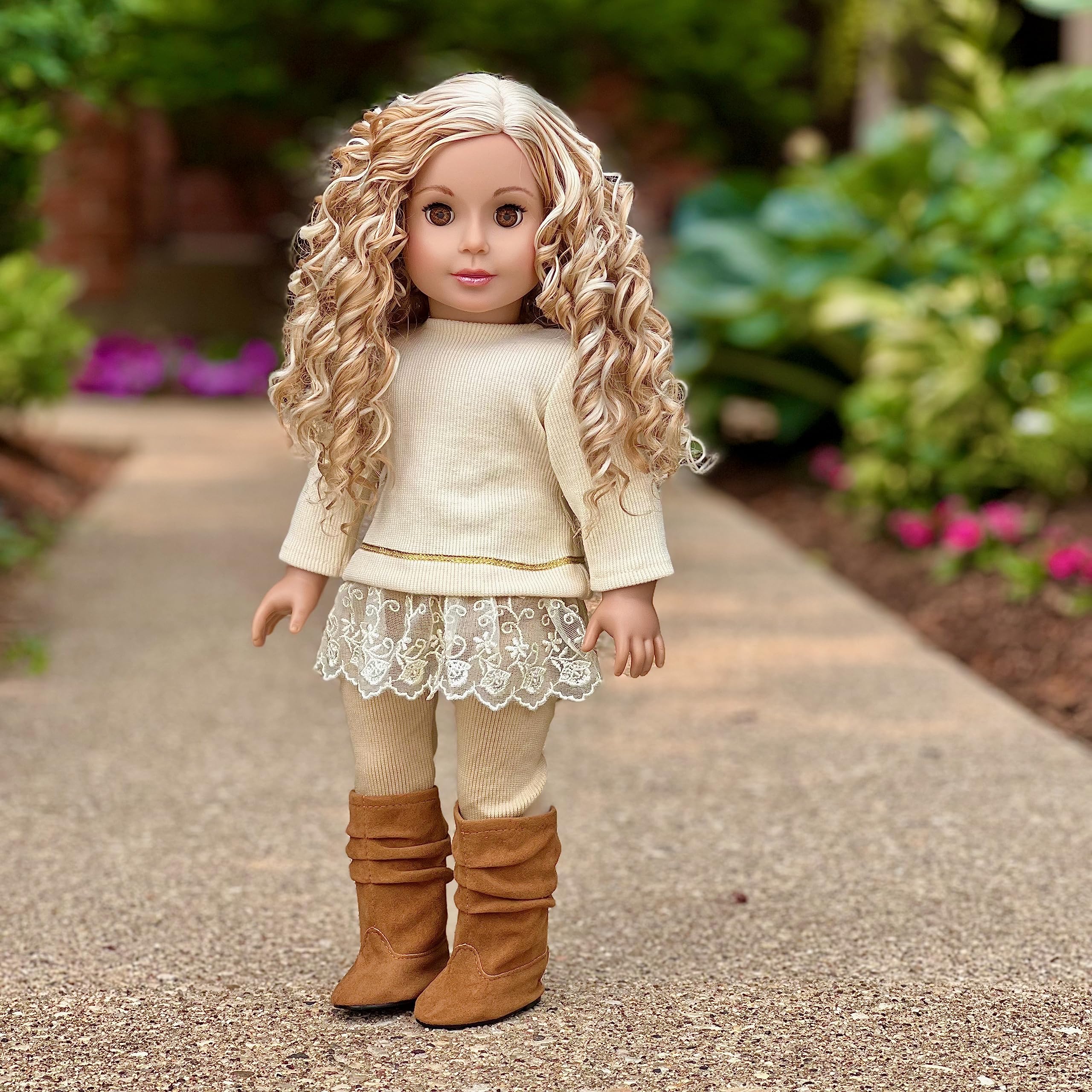 - Romantic Melody - 3 Piece Outfit - Tunic, Leggings and Boots - Clothes Fits 18 Inch Doll (Doll Not Included)