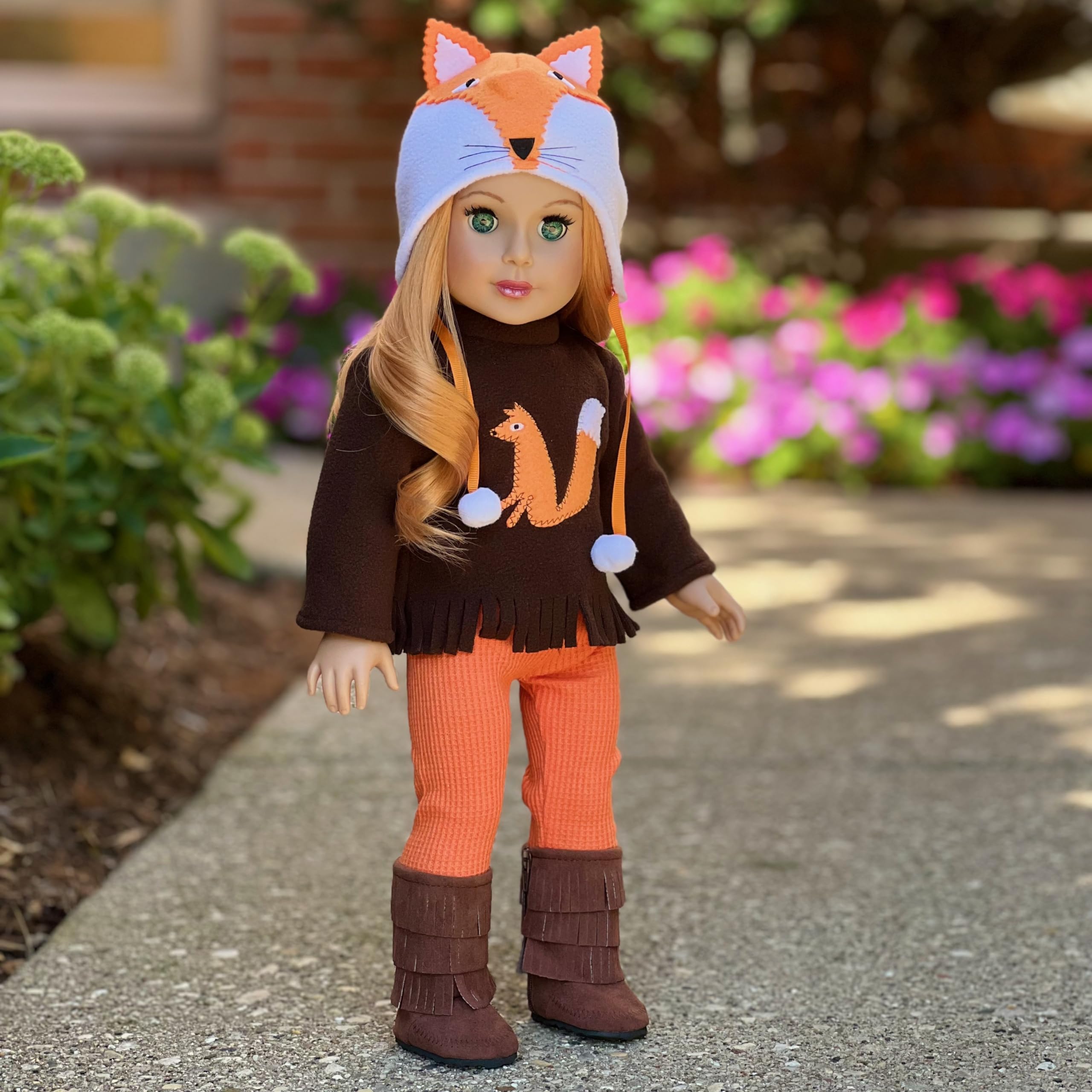 - Foxy - 4 Piece Outfit - Hat, Blouse, Leggings and Boots. Clothes Fits 18 Inch Doll (Doll Not Included)